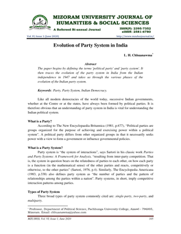 Evolution of Party System in India