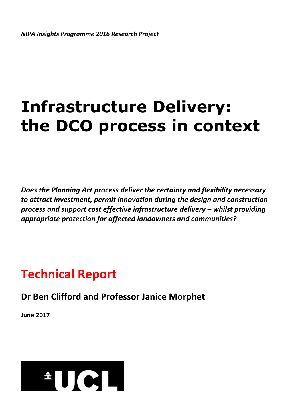 Infrastructure Delivery: the DCO Process in Context