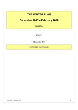 THE WINTER PLAN December 2005 – February 2006
