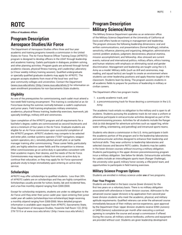 Program Description Aerospace Studies/Air Force Program