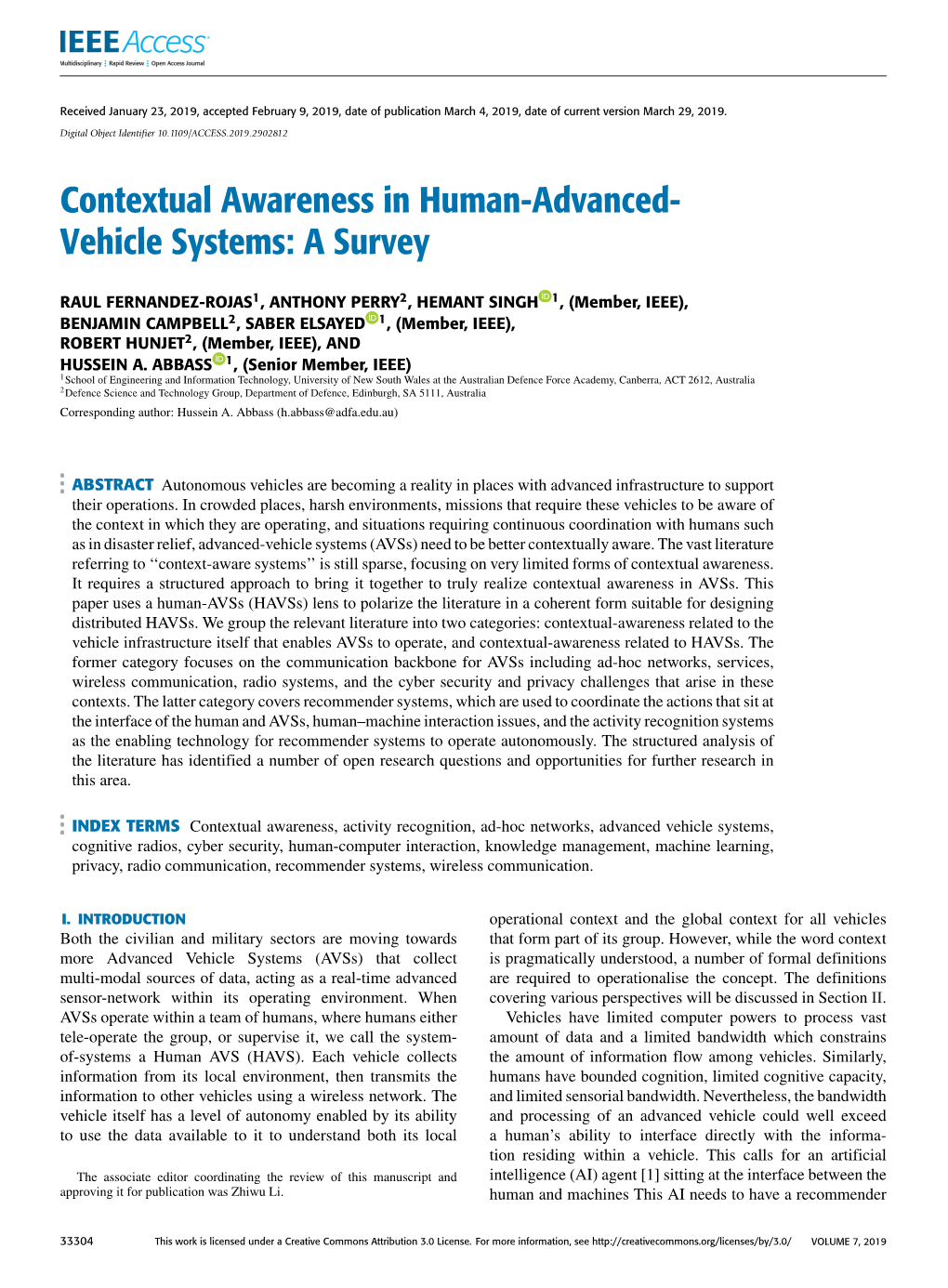 Contextual Awareness in Human-Advanced-Vehicle Systems