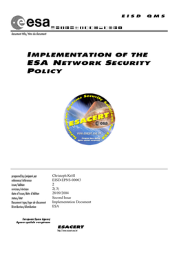Implementation of the Esa Network Security Policy