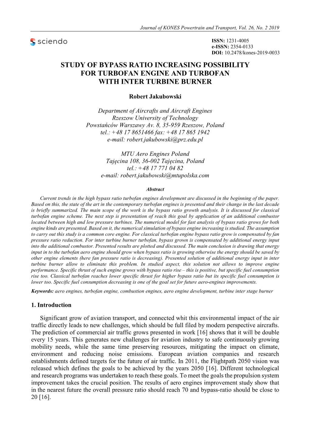 Study of Bypass Ratio Increasing Possibility for Turbofan Engine and Turbofan with Inter Turbine Burner