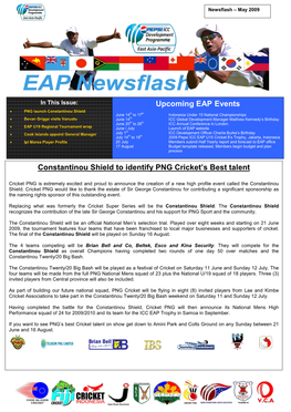 Upcoming EAP Events Constantinou Shield to Identify PNG Cricket's Best