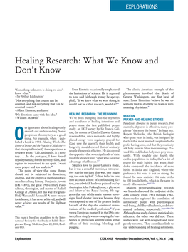 Healing Research: What We Know and Don’T Know