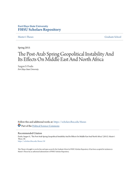 The Post-Arab Spring Geopolitical Instability and Its Effects on Middle