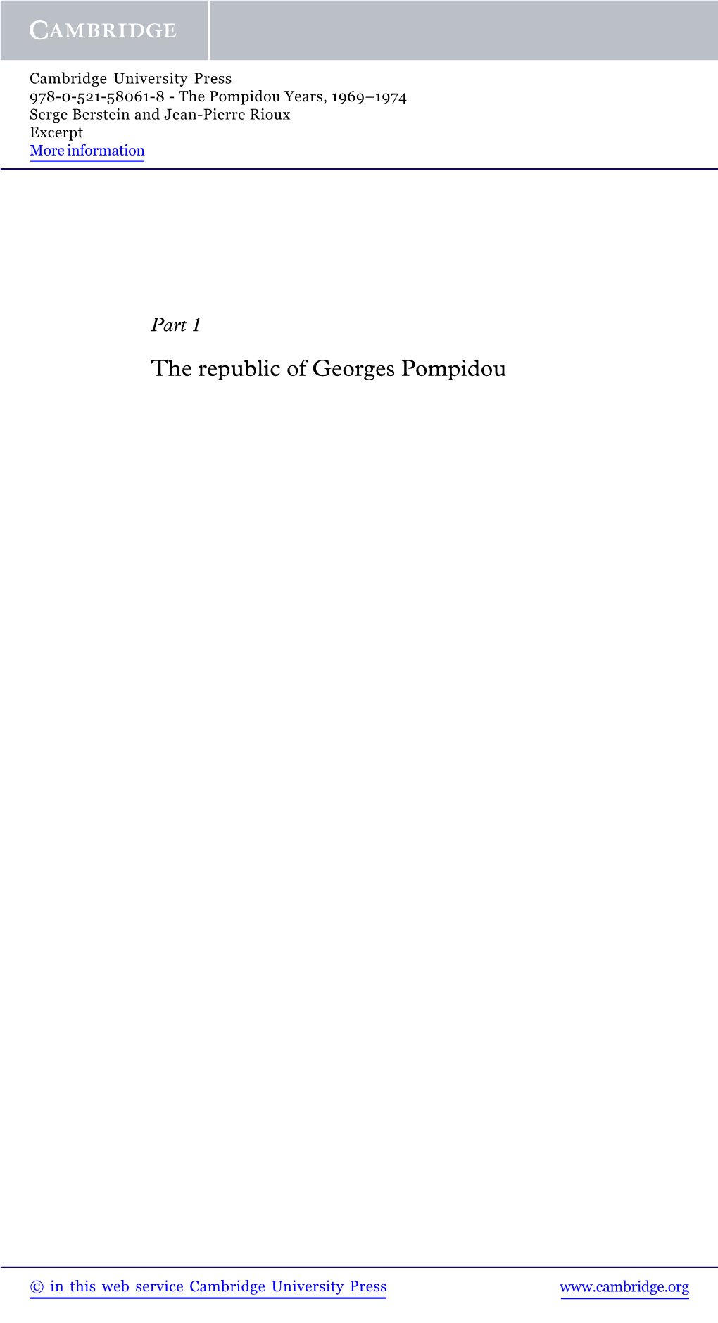 The Republic of Georges Pompidou