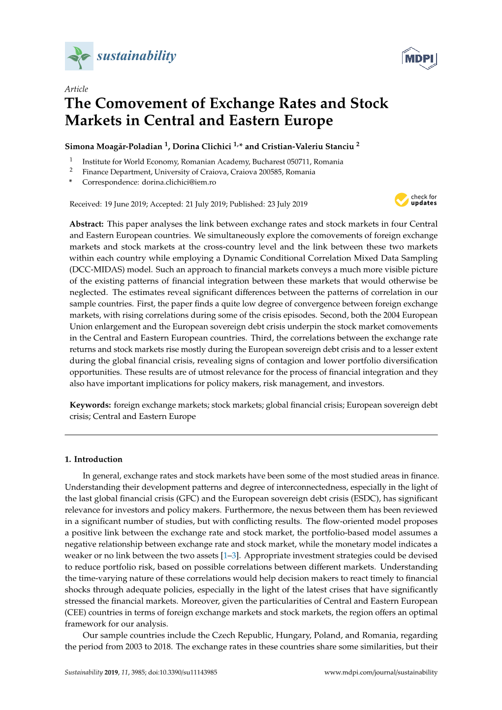 The Comovement of Exchange Rates and Stock Markets in Central and Eastern Europe