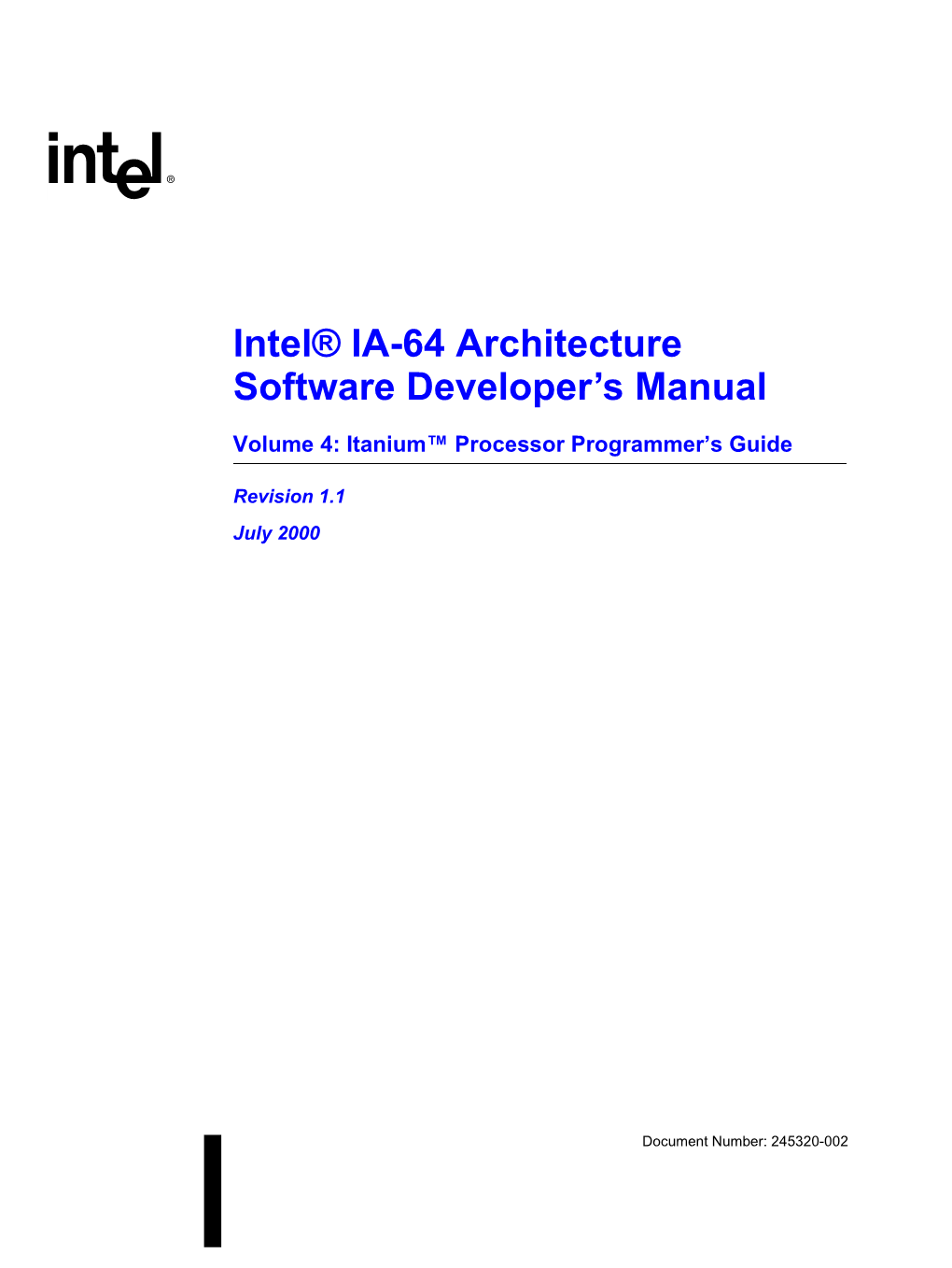 Intel® IA-64 Architecture Software Developer's Manual