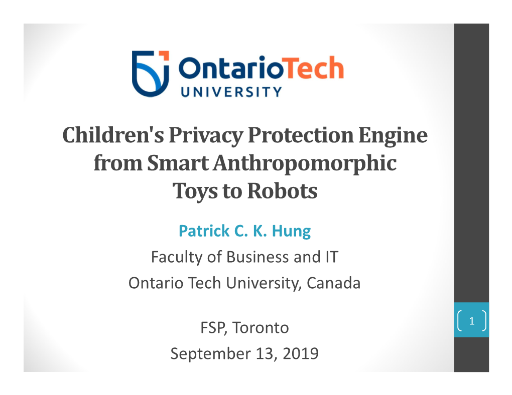 Children's Privacy Protection Engine from Smart Anthropomorphic Toys to Robots