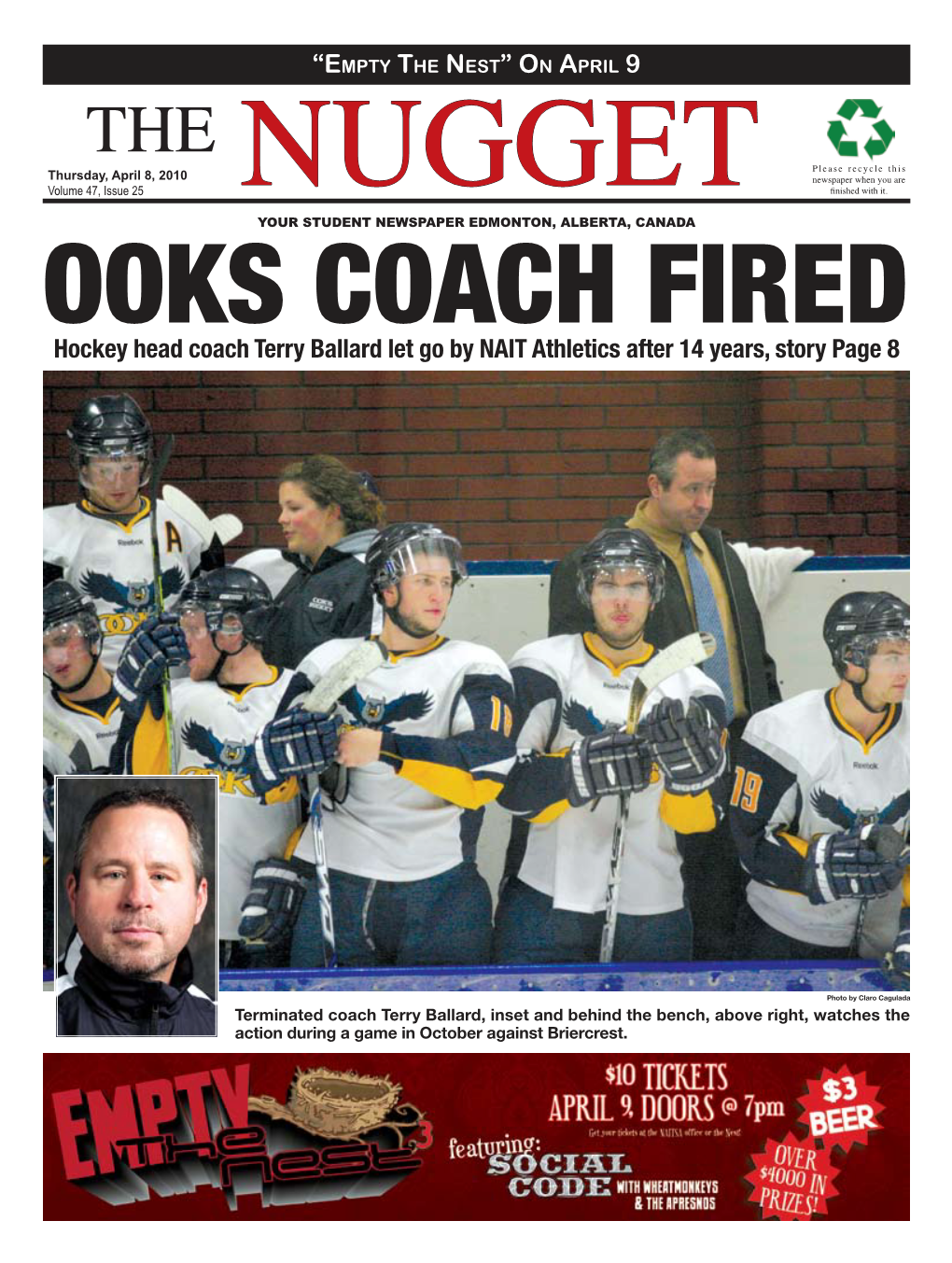 Hockey Head Coach Terry Ballard Let Go by NAIT Athletics After 14 Years, Story Page 8