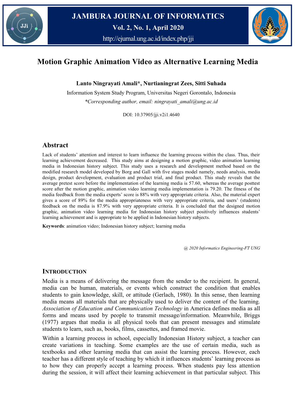 JAMBURA JOURNAL of INFORMATICS Motion Graphic