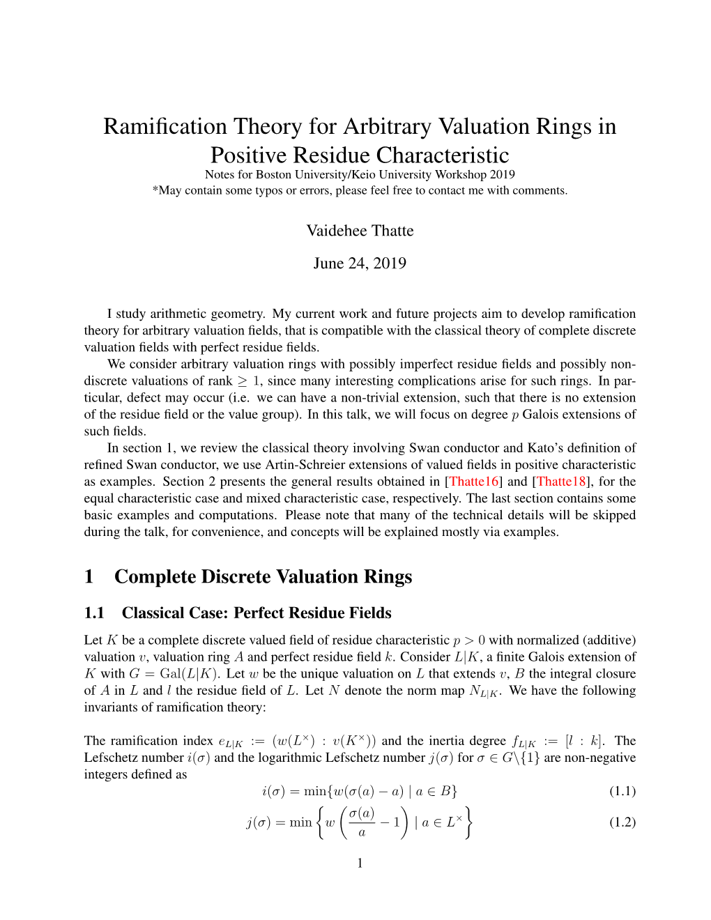 Ramification Theory for Arbitrary Valuation Rings in Positive Residue