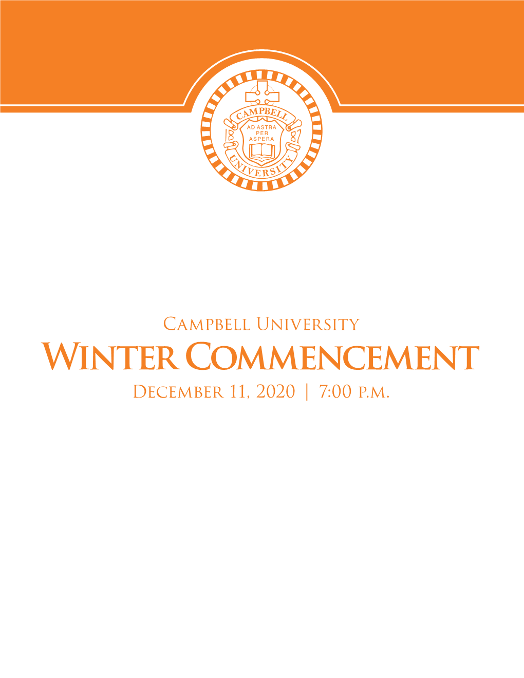 Winter Commencement December 11, 2020 | 7:0 0 P.M