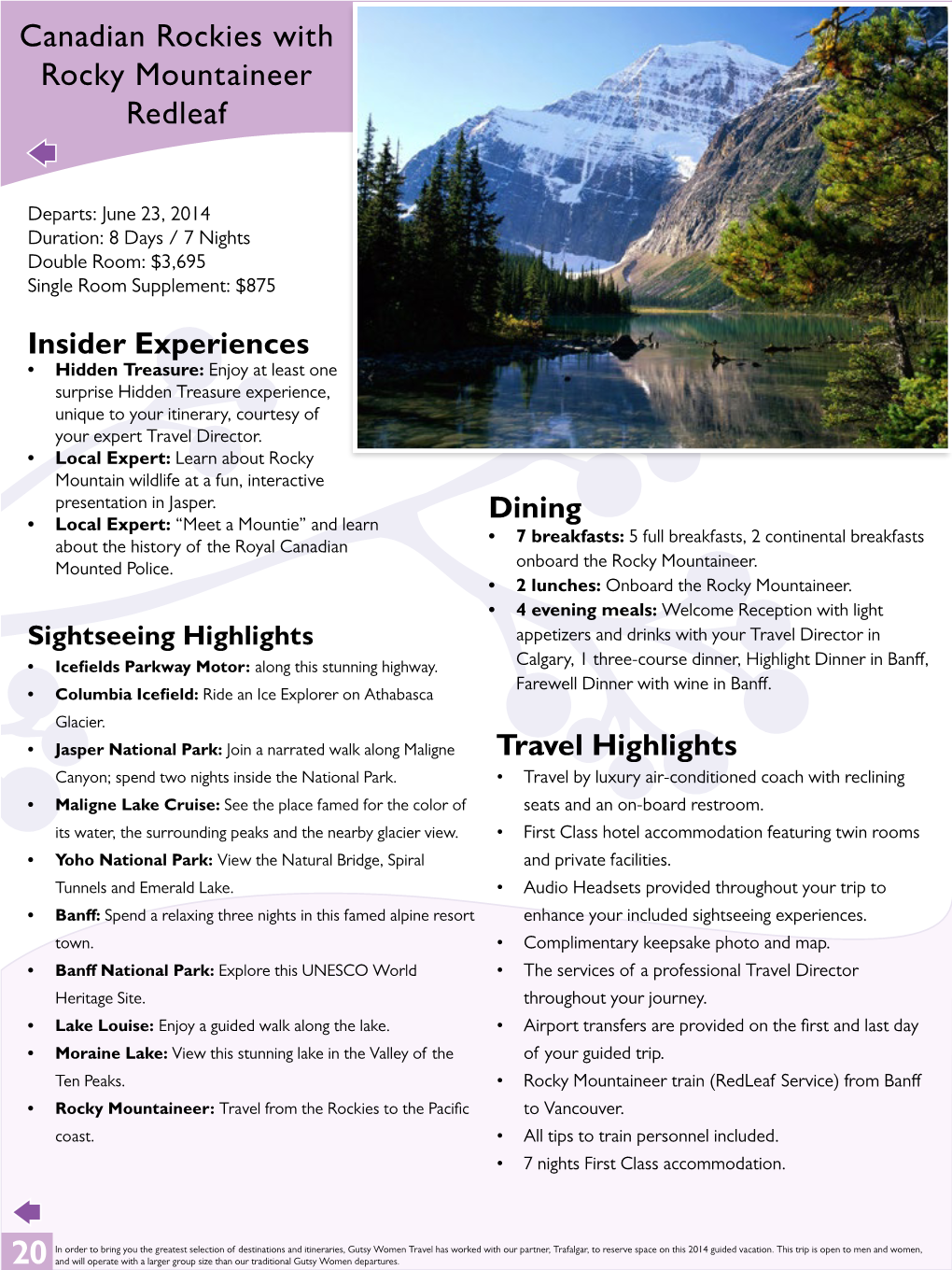 Canadian Rockies with Rocky Mountaineer Redleaf