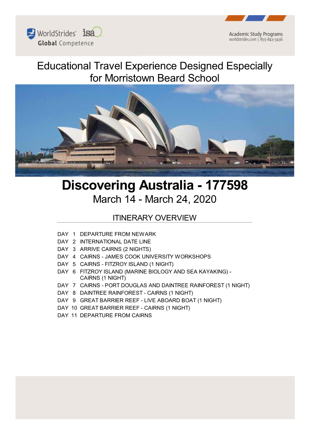 Discovering Australia - 177598 March 14 - March 24, 2020 ITINERARY OVERVIEW