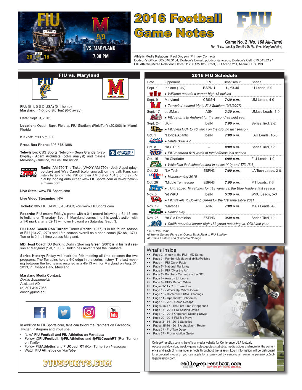 Game Notes 2016 Football