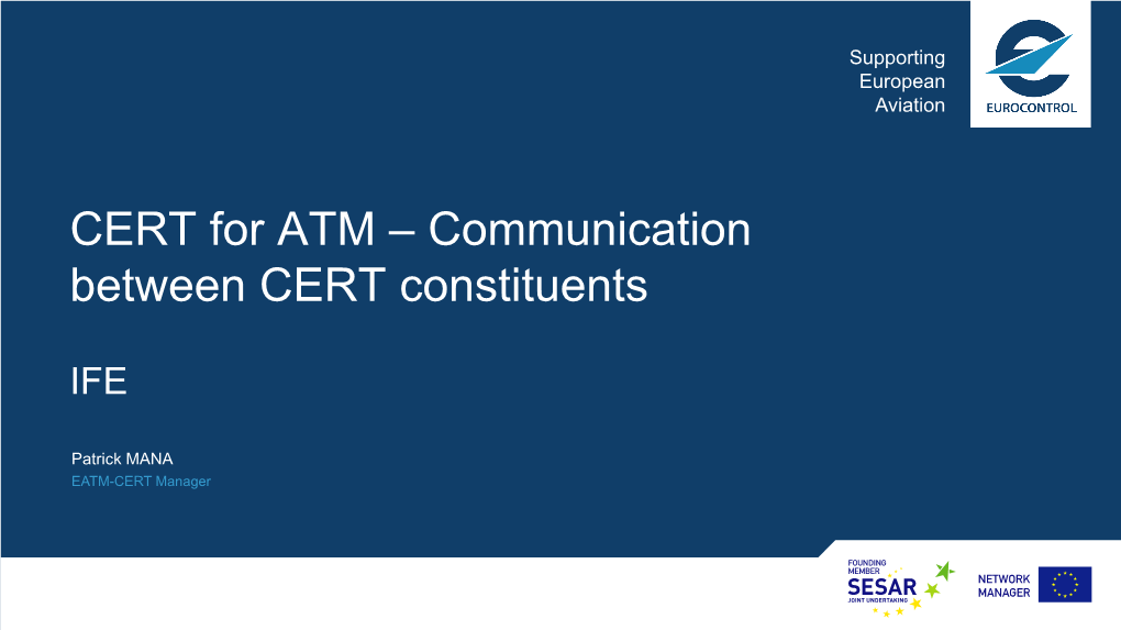 CERT for ATM – Communication Between CERT Constituents