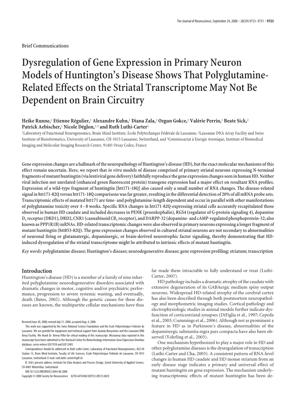 Dysregulation of Gene Expression in Primary Neuron