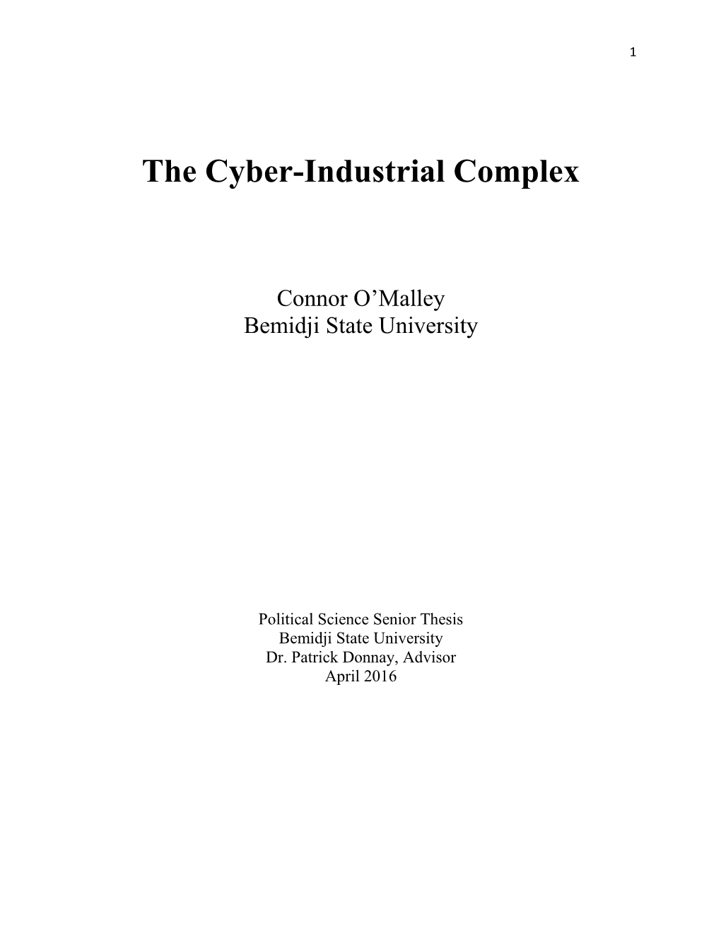 Connor O'malley – the Cyber Industrial Complex