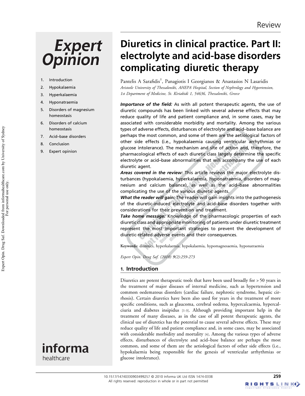 Diuretics in Clinical Practice. Part II: Electrolyte and Acid-Base Disorders Complicating Diuretic Therapy