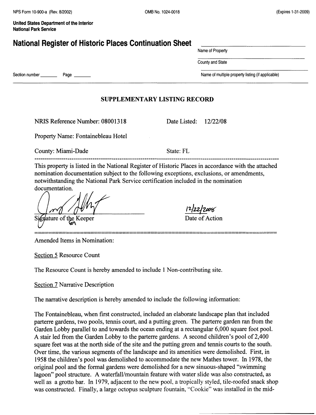 National Register of Historic Places Continuation Sheet Name of Property