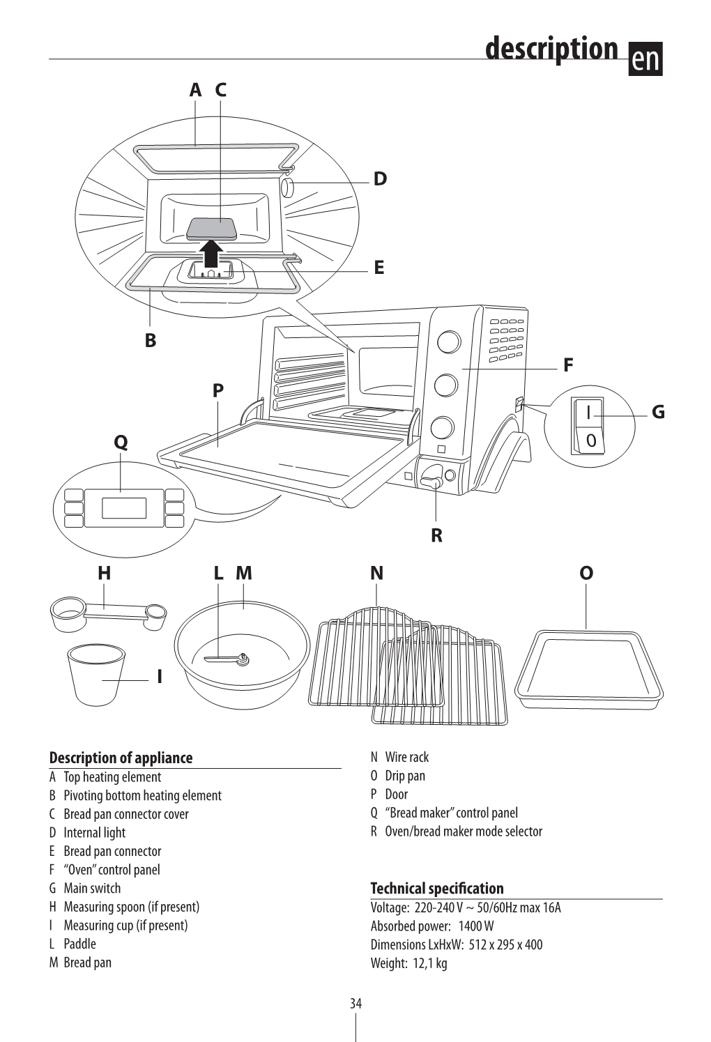 Using the Appliance As a Bread Maker En Control Panel Display