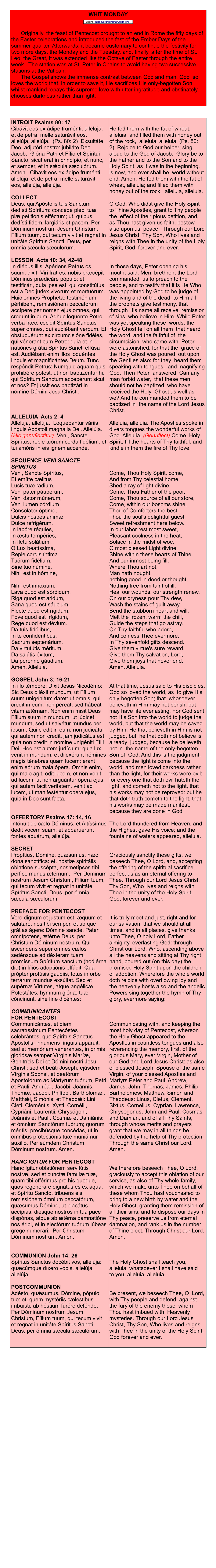 WHIT MONDAY Originally, the Feast of Pentecost Brought to an End in Rome the Fifty Days of the Easter Celebrations and Introduce