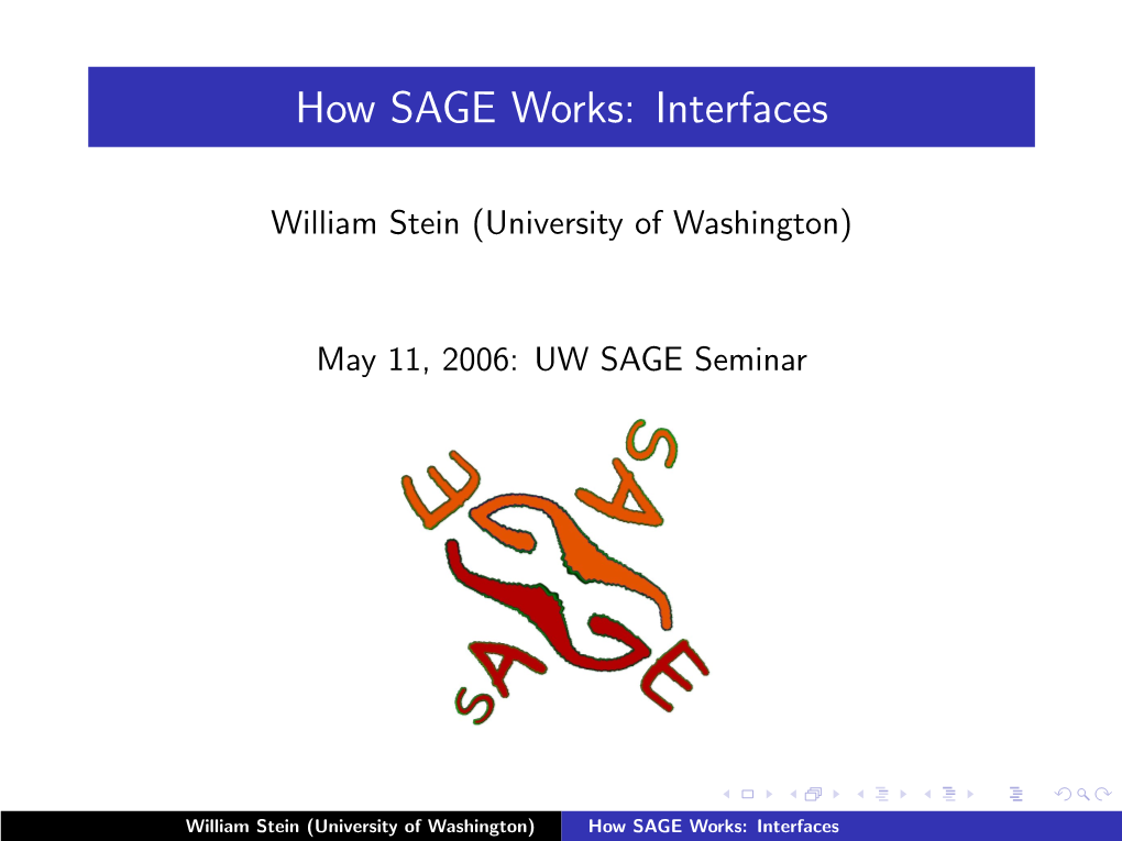 How SAGE Works: Interfaces