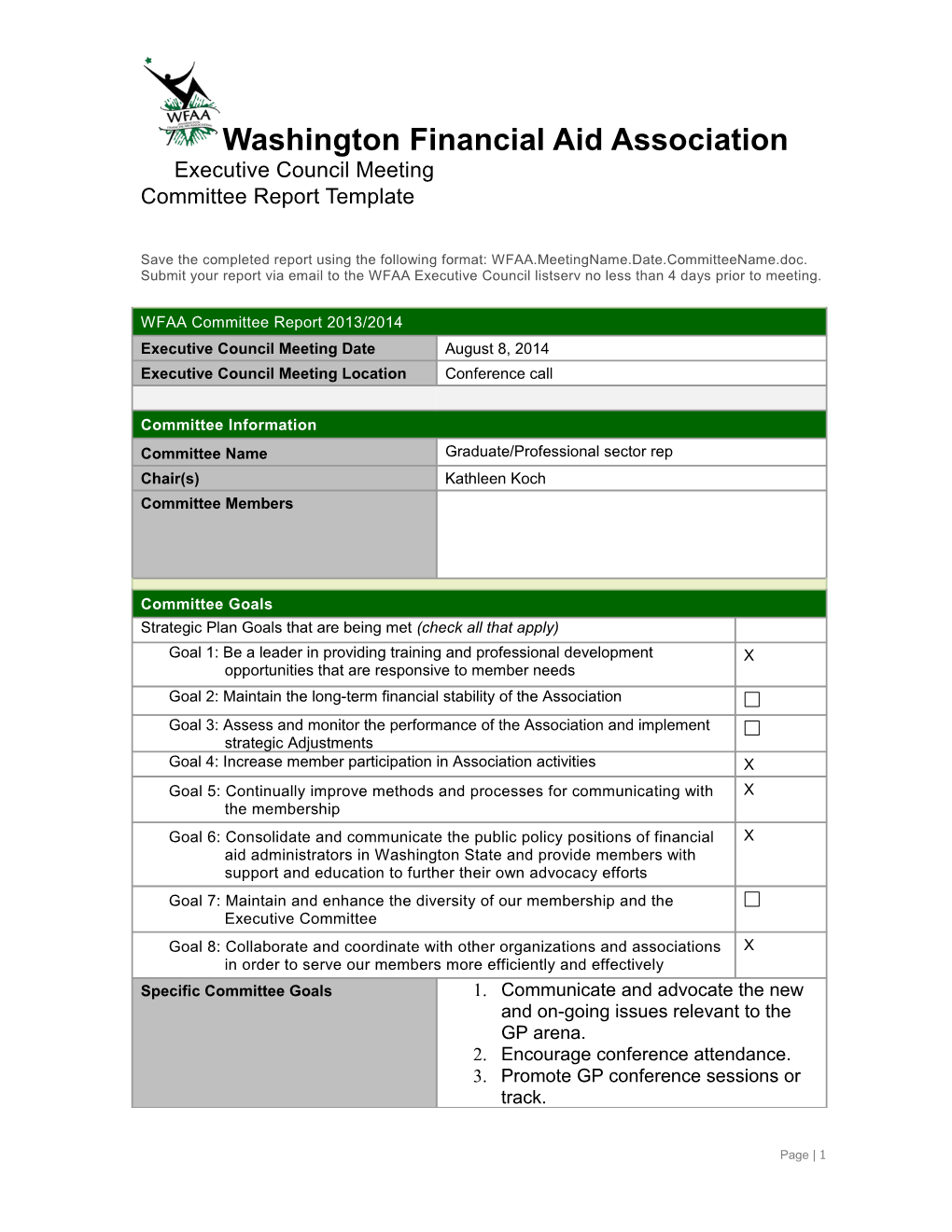 Save the Completed Report Using Committee Title and Date (Example: WASFAA JRSMLI Feb 10 s2