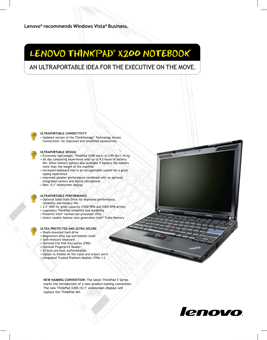 Lenovo Thinkpad® X200 Notebook