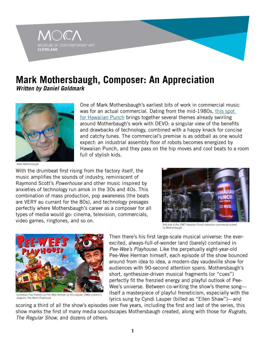 Mark Mothersbaugh, Composer: an Appreciation Written by Daniel Goldmark