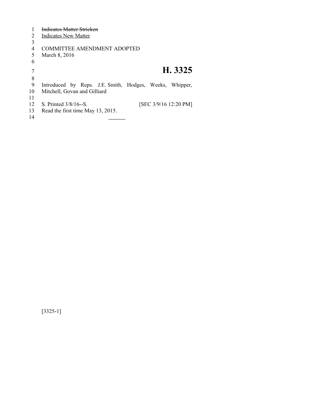 2015-2016 Bill 3325 Text of Previous Version (Mar. 9, 2016) - South Carolina Legislature Online