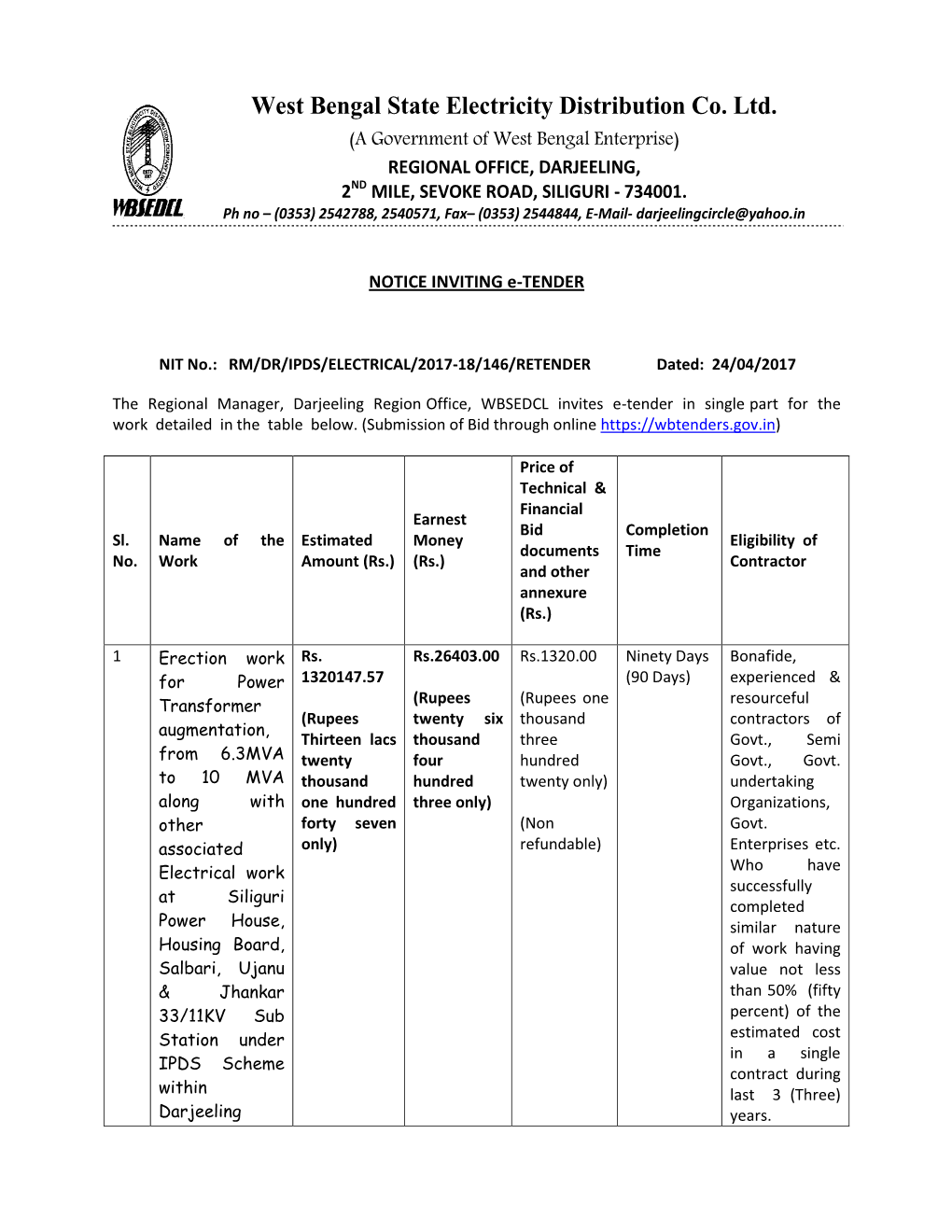 West Bengal State Electricity Distribution Co. Ltd