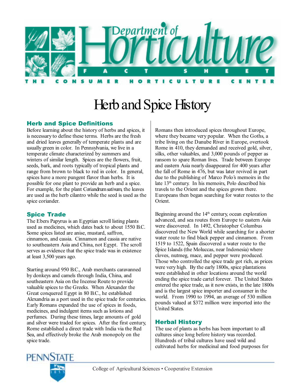 Herb and Spice History