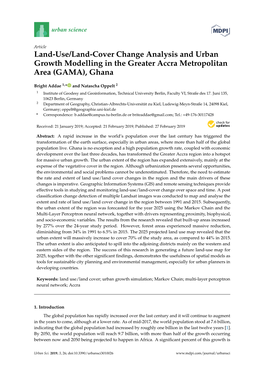 Land-Use/Land-Cover Change Analysis and Urban Growth Modelling in the Greater Accra Metropolitan Area (GAMA), Ghana