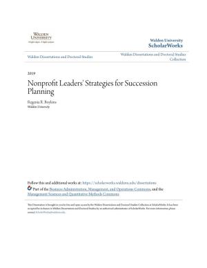 Nonprofit Leaders' Strategies for Succession Planning Regenia R