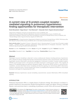 A Current View of G Protein-Coupled Receptor - Mediated Signaling in Pulmonary Hypertension: Finding Opportunities for Therapeutic Intervention