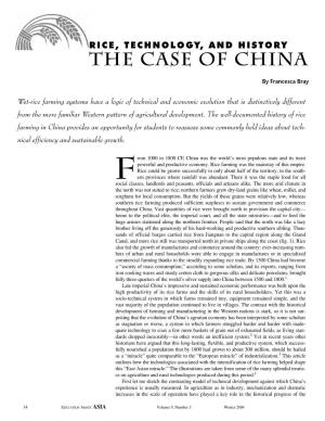 Rice, Technology, and History: the Case of China