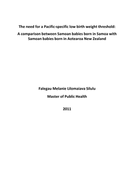 The Need for a Pacific-Specific Low Birth Weight Threshold: a Comparison Between Samoan Babies Born in Samoa with Samoan Babies Born in Aotearoa New Zealand