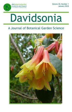 Davidsonia a Journal of Botanical Garden Science Davidsonia Editor Iain E.P