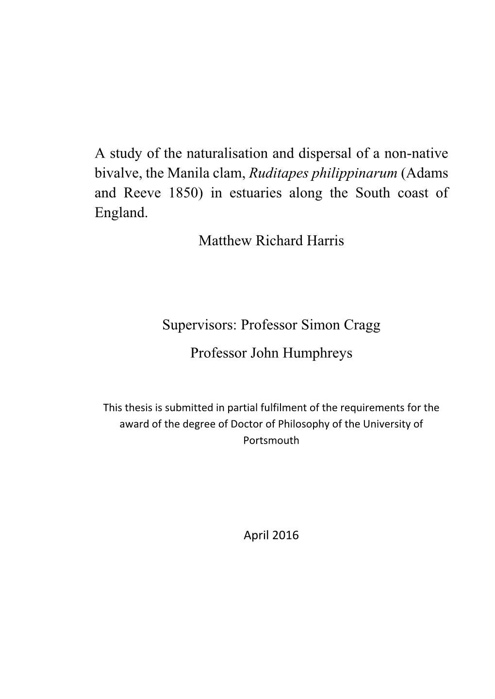 Matt Harris Phd Thesis