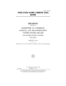 United States Olympic Committee (Usoc) Reform Hearing
