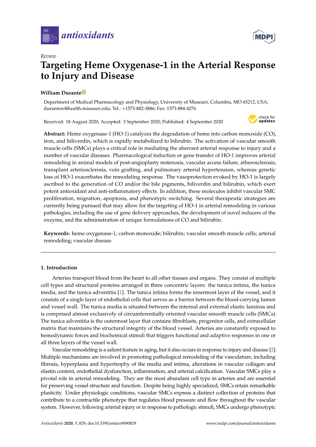 Targeting Heme Oxygenase-1 in the Arterial Response to Injury and Disease