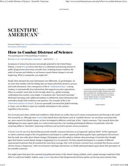 How to Combat Distrust of Science - Scientific American