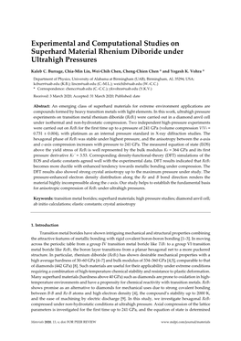 Experimental and Computational Studies on Superhard Material Rhenium Diboride Under Ultrahigh Pressures