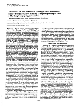 5-Fluorouracil-Methotrexate Synergy: Enhancement of By