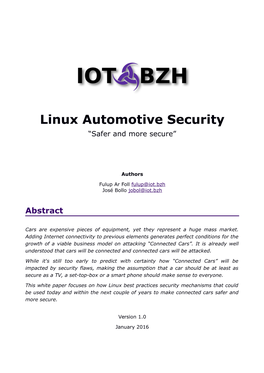 Linux Automotive Security “Safer and More Secure”
