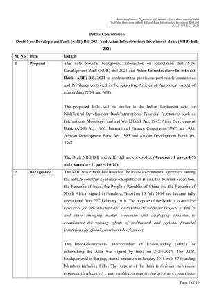(NDB) Bill 2021 and Asian Infrastructure Investment Bank (AIIB) Bill, 2021 Sl