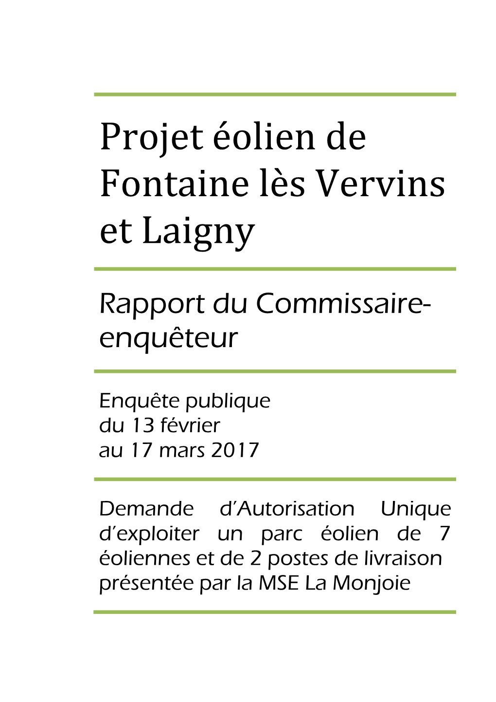 Projet Éolien De Fontaine Lès Vervins Et Laigny